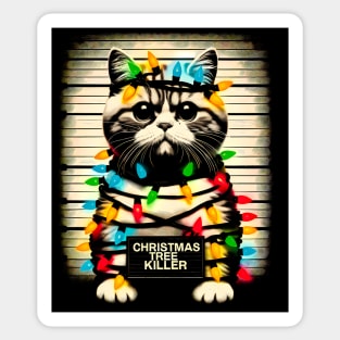 Feline Festivities: Christmas Tree Killer Funny Xmas Tee Sticker